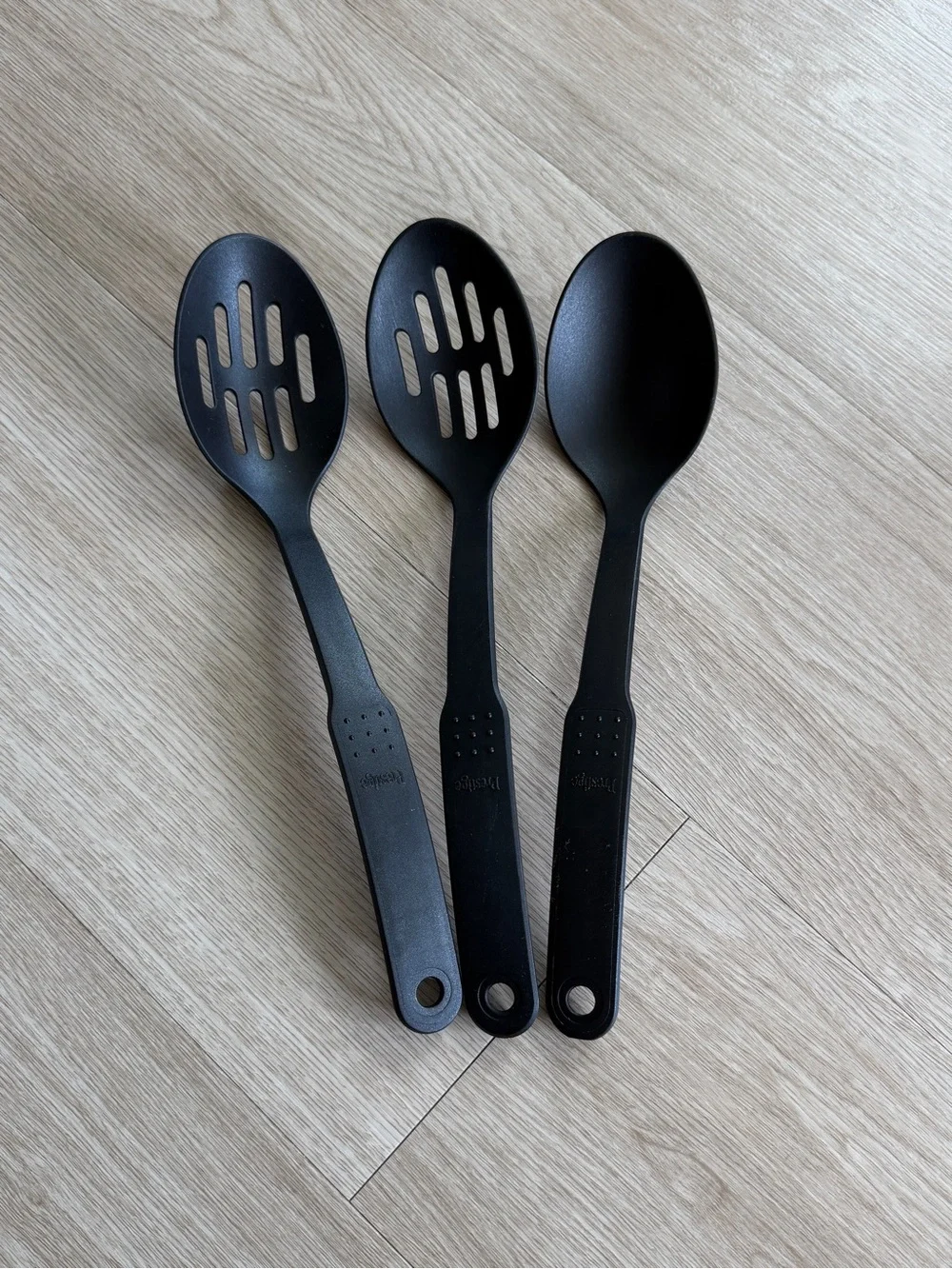 Lot of 3 Prestige Black Nylon Serving Spoons Cooking Utensils Two Slotted 3 Set